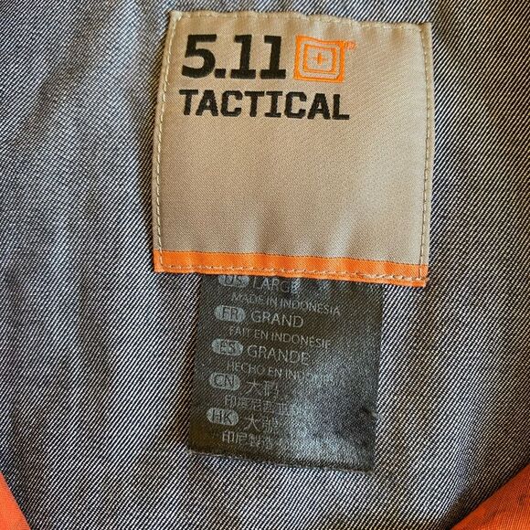 5.11 Tactical Micro Camo Shirt Men's Size L Orange Short Sleeve Snap Button - Picture 16 of 16